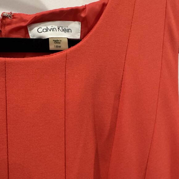 Calvin Klein 18W Coral Sleeveless Dress Workwear Wedding Classic - Picture 3 of 6